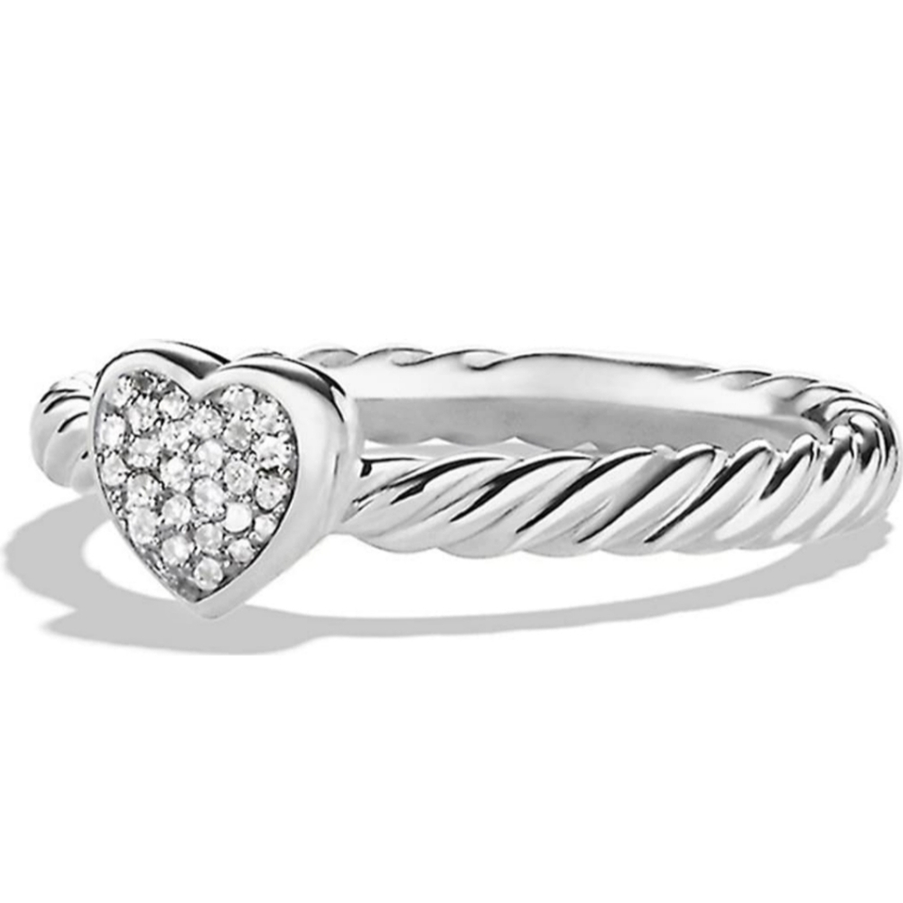 David Yurman Heart Ring with Diamond - Size 5